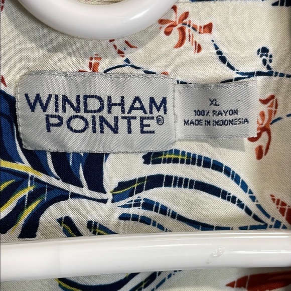 Blue and Red Casual Button Down Shirt with Hawaiian Tropical Print - Picture 2 of 8